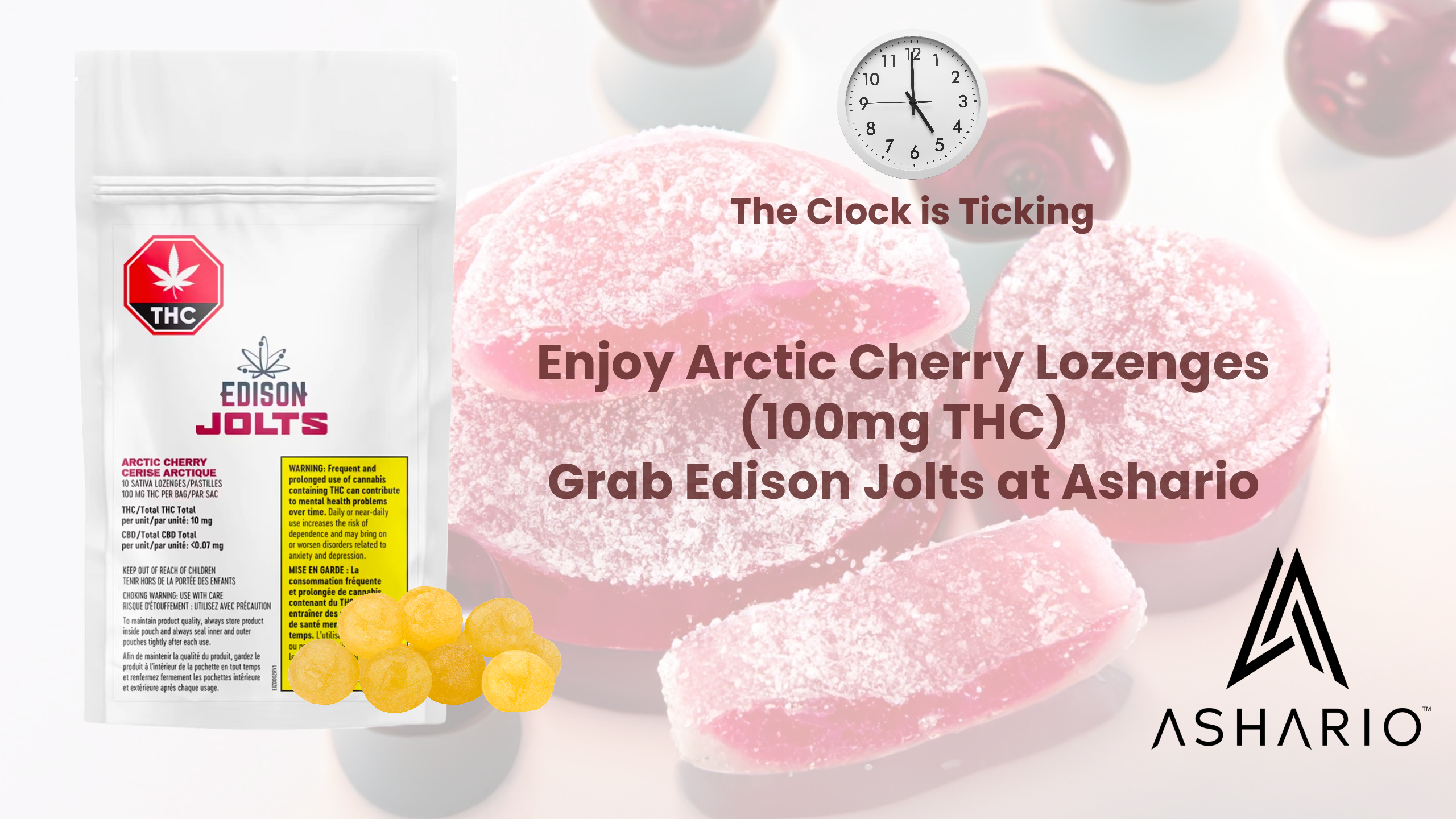 Savor the tantalizing taste of Arctic Cherry with Edison Jolts Arctic Cherry Lozenges, each infused with a potent 100mg dose of THC.