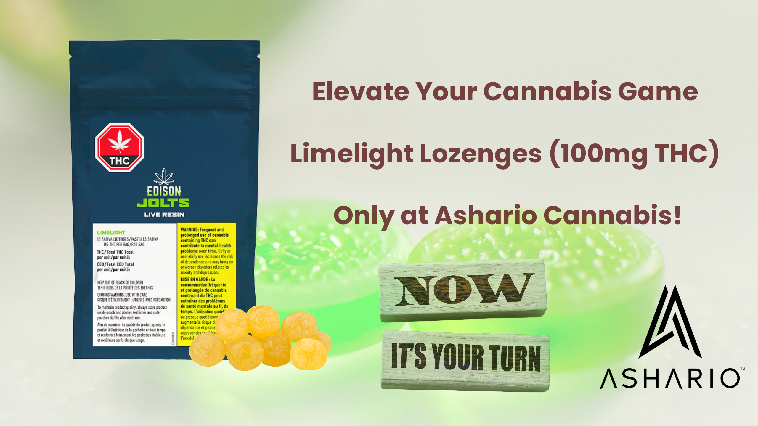 Experience a burst of potent THC with Edison Jolts Limelight Live Resin Lozenges, each packing 100mg of pure cannabis goodness.