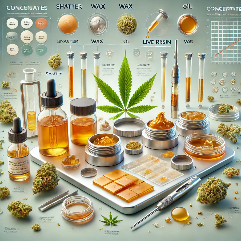 Various types of cannabis concentrates and their uses, available at local cannabis dispensaries.