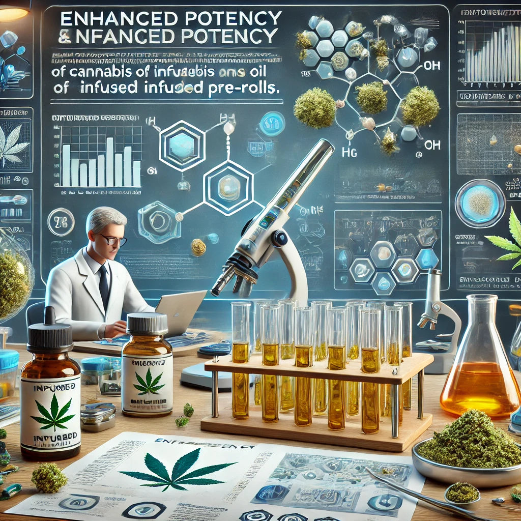 Scientific explanation of what makes infused pre-rolls stronger, available at dispensaries.
