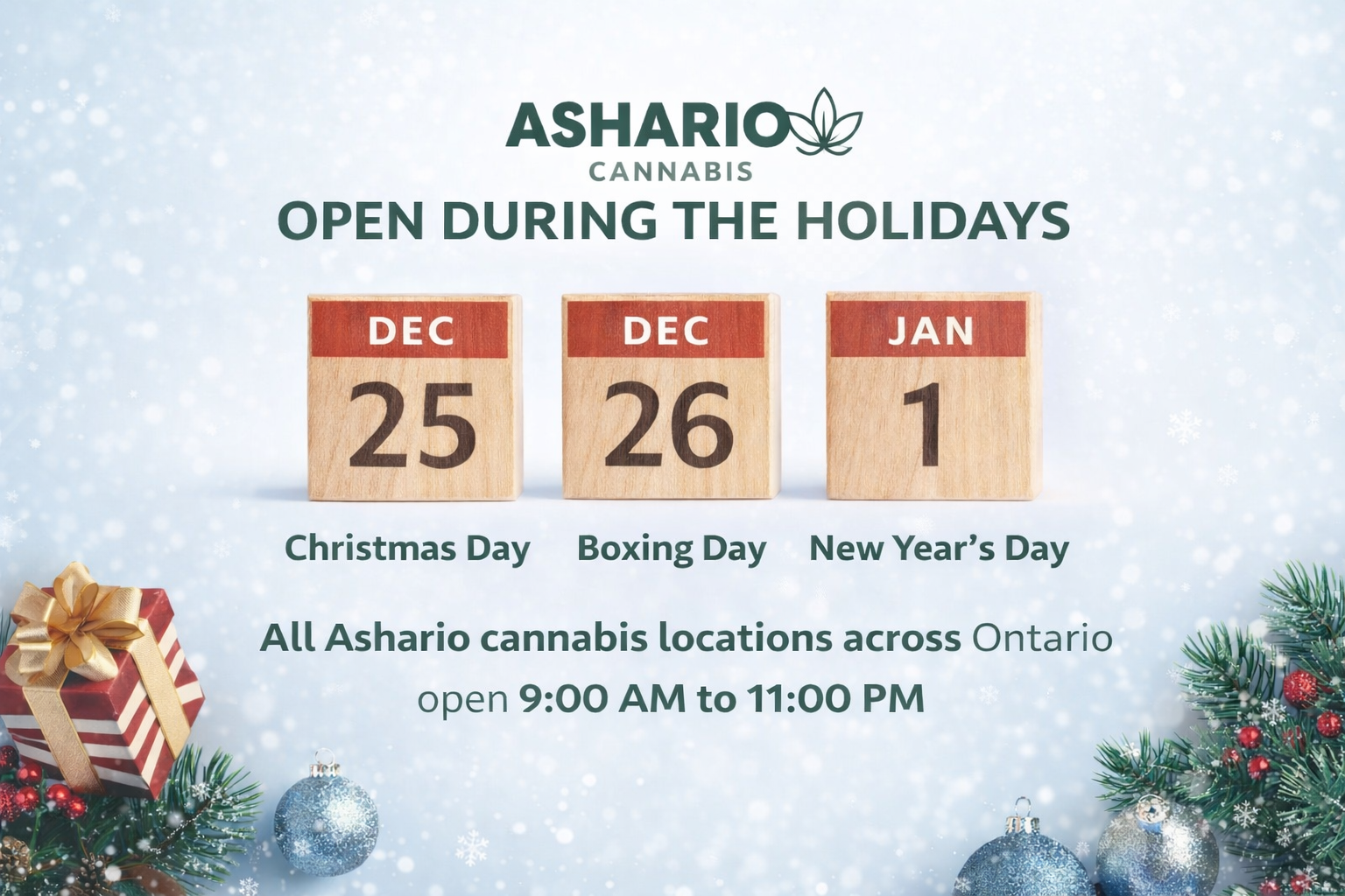 Ashario Cannabis Holiday Hours