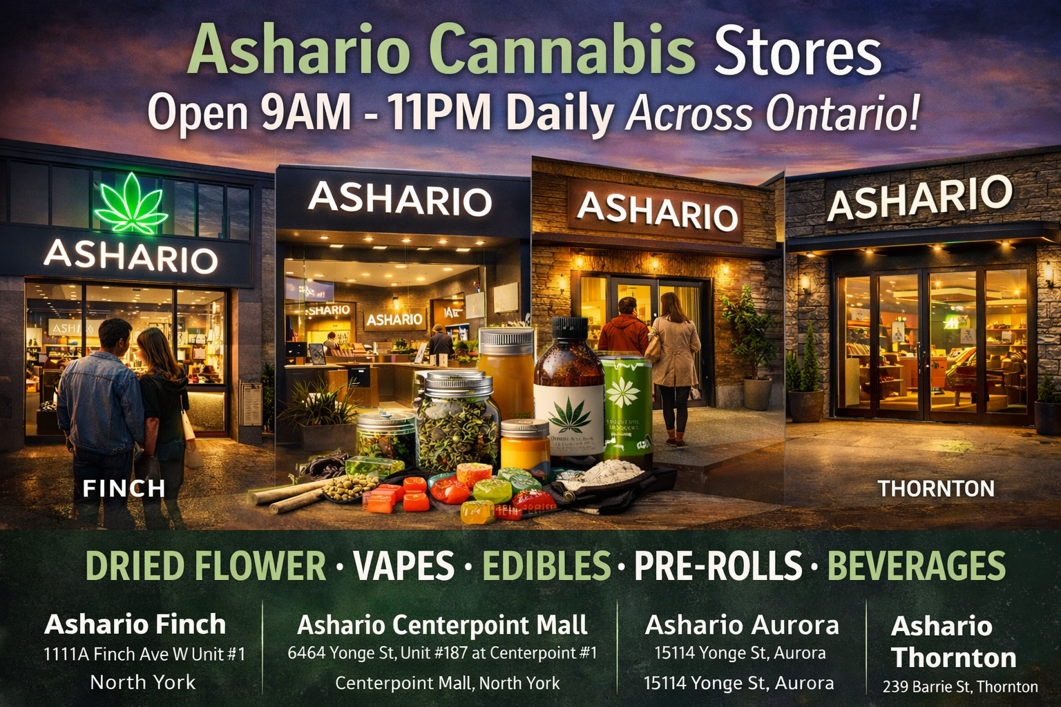 Open Now: Visit Ashario Cannabis Stores Near You in Ontario